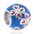 925 Sterling Silver Blue Enamel Clover Charm Bead