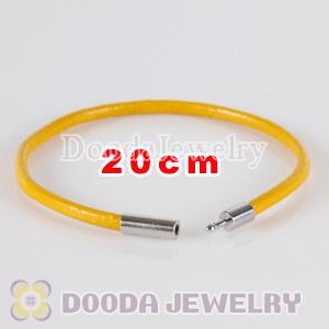 20cm yellow slippy leather chain, silver plated needle clasp fit Jewelry, European Beads, Lovecharmlinks etc