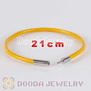 21cm yellow slippy leather chain, silver plated needle clasp fit Jewelry, European Beads, Lovecharmlinks etc