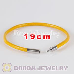19cm yellow slippy leather chain, silver plated needle clasp fit Jewelry, European Beads, Lovecharmlinks etc