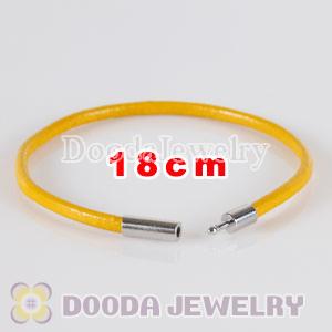 18cm yellow slippy leather chain, silver plated needle clasp fit Jewelry, European Beads, Lovecharmlinks etc
