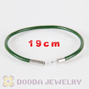 19cm green slippy leather chain, silver plated needle clasp fit Jewelry, European Beads, Lovecharmlinks etc