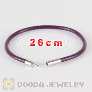 26cm purple slippy leather chain, silver plated needle clasp fit Jewelry, European Beads, Lovecharmlinks etc