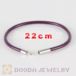 22cm purple slippy leather chain, silver plated needle clasp fit Jewelry, European Beads, Lovecharmlinks etc
