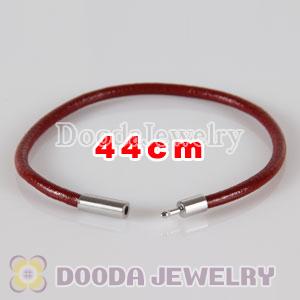 44cm red slippy leather chain, silver plated needle clasp fit Jewelry, European Beads, Lovecharmlinks etc