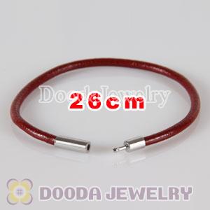 26cm red slippy leather chain, silver plated needle clasp fit Jewelry, European Beads, Lovecharmlinks etc