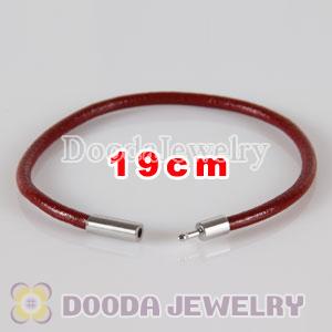 19cm red slippy leather chain, silver plated needle clasp fit Jewelry, European Beads, Lovecharmlinks etc