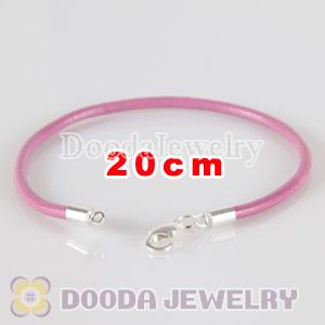 20cm pink slippy leather chain, silver plated lobster clasp fit Jewelry, European Beads, Lovecharmlinks etc