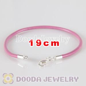 19cm pink slippy leather chain, silver plated lobster clasp fit Jewelry, European Beads, Lovecharmlinks etc