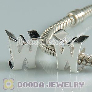 Letter W Charms European Style Sterling Silver Beads