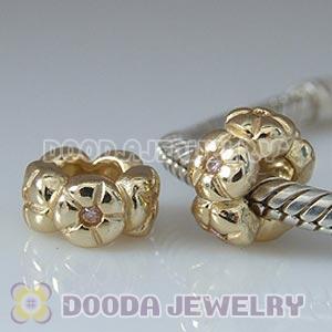 Gold Plated Flower to Flower with Pink Stone Silver  Beads