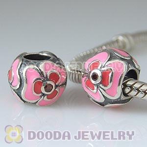 925 Sterling Silver Flower Charms with Red Stone