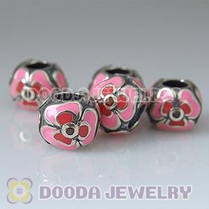 925 Sterling Silver European Flower Charm Beads with stone