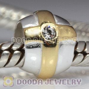 Gold Plated Cross with stone European Style Silver Beads