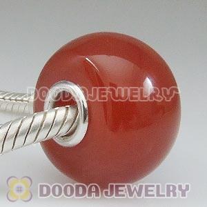 Red carnelian beads with 925 silver core for European Beads, Lovecharmlinks etc European Jewelry