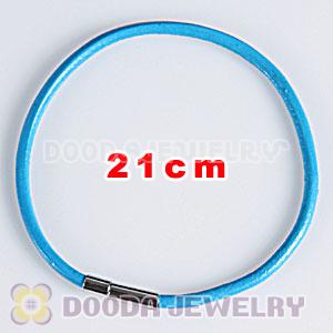 21cm blue slippy leather chain, silver plated needle clasp fit Jewelry, European Beads, Lovecharmlinks etc