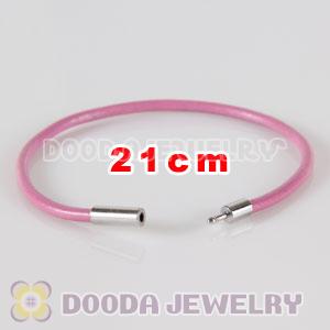 21cm pink slippy leather chain, silver plated needle clasp fit Jewelry, European Beads, Lovecharmlinks etc