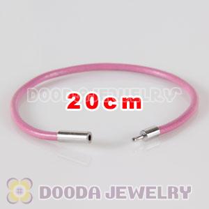 20cm pink slippy leather chain, silver plated needle clasp fit Jewelry, European Beads, Lovecharmlinks etc