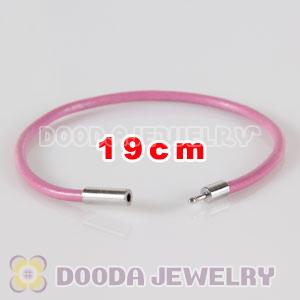 19cm pink slippy leather chain, silver plated needle clasp fit Jewelry, European Beads, Lovecharmlinks etc