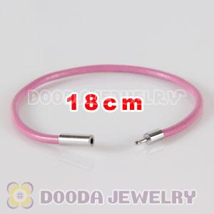 18cm pink slippy leather chain, silver plated needle clasp fit Jewelry, European Beads, Lovecharmlinks etc