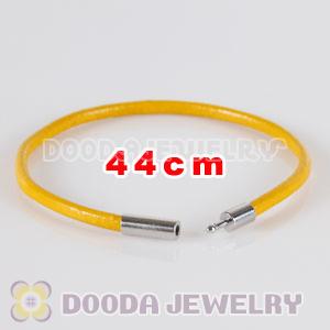 44cm yellow slippy leather chain, silver plated needle clasp fit Jewelry, European Beads, Lovecharmlinks etc