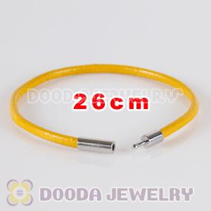26cm yellow slippy leather chain, silver plated needle clasp fit Jewelry, European Beads, Lovecharmlinks etc