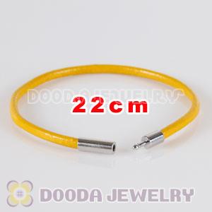 22cm yellow slippy leather chain, silver plated needle clasp fit Jewelry, European Beads, Lovecharmlinks etc