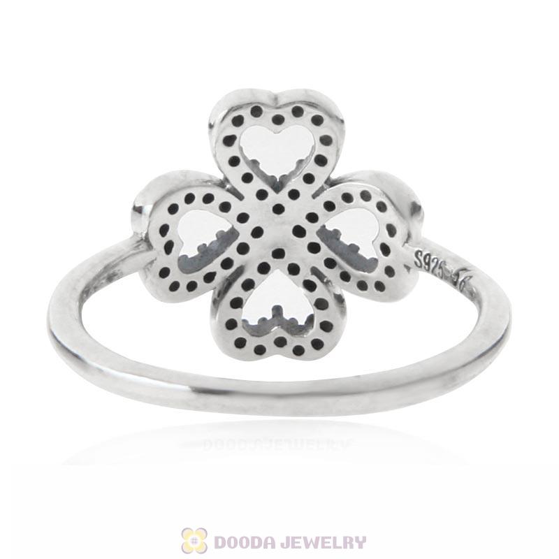 925 Sterling Silver Petals of Love Ring with Clear CZ