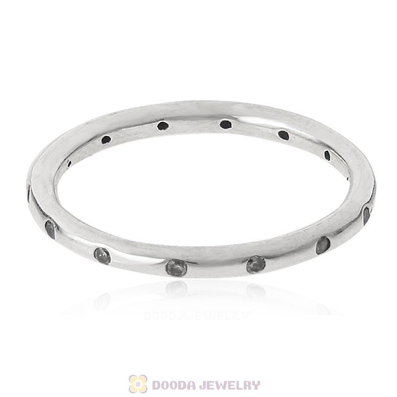 925 Sterling Silver Droplets Ring with Clear CZ