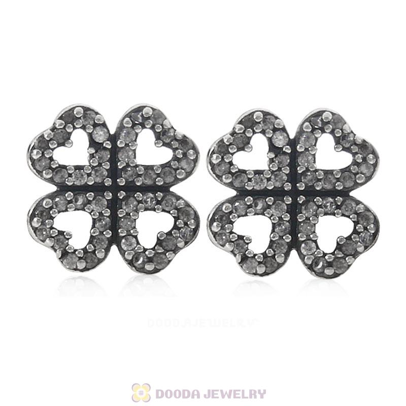 Petals of Love Stud Earrings with Clear CZ 925 Sterling Silver