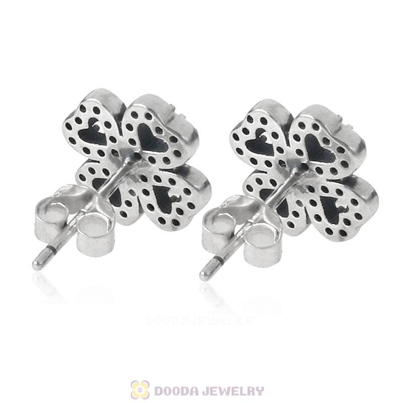 Petals of Love Stud Earrings with Clear CZ 925 Sterling Silver