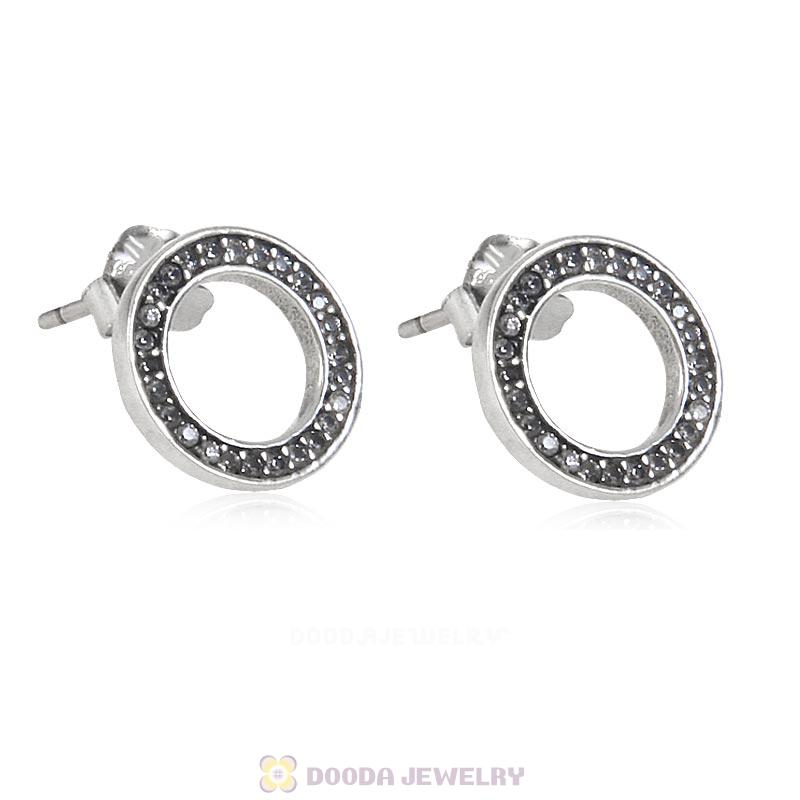 Forever Circular Earrings with Clear CZ 925 Sterling Silver