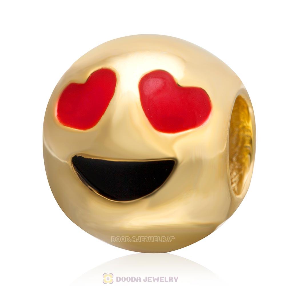 Gold Plated 925 Sterling Silver QQ Emoji Face Anthomaniac Beads
