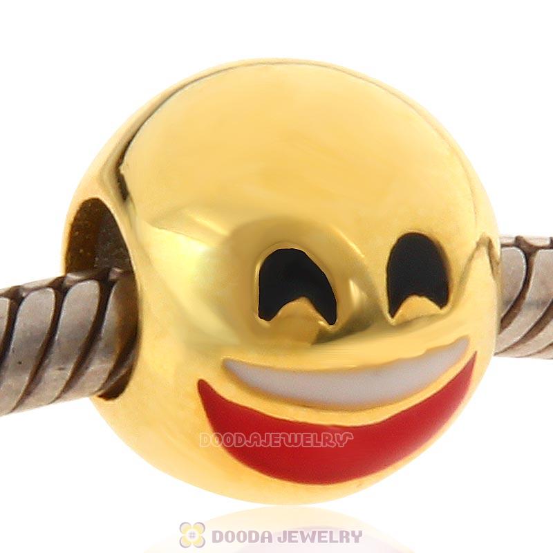 Gold Plated 925 Sterling Silver Emoji Laugh Face Beads