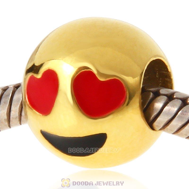 Gold Plated 925 Sterling Silver QQ Emoji Face Anthomaniac Beads