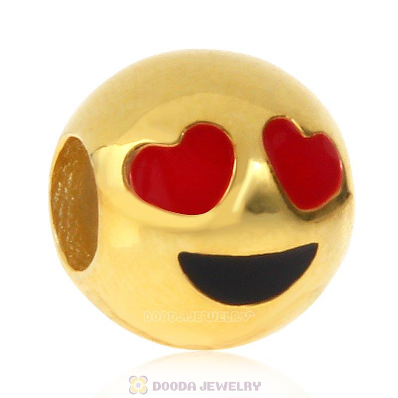 Gold Plated 925 Sterling Silver QQ Emoji Face Anthomaniac Beads