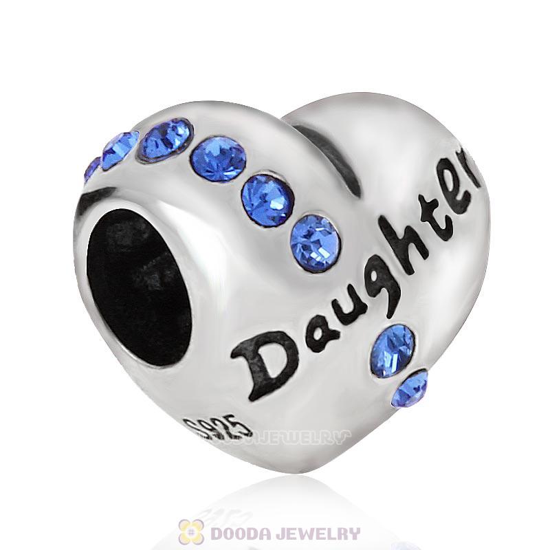 Daughter Heart Charm-Sapphire Crystal