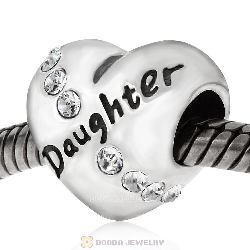 Daughter Heart Charm-Clear Crystal