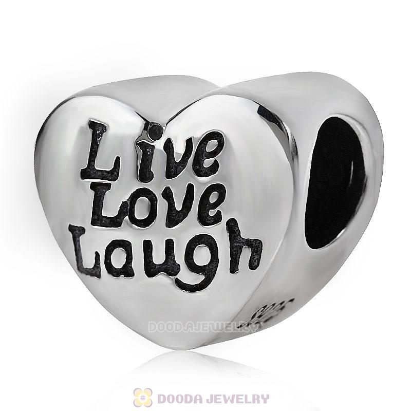 Sterling Silver Live Laugh Love Heart Charm