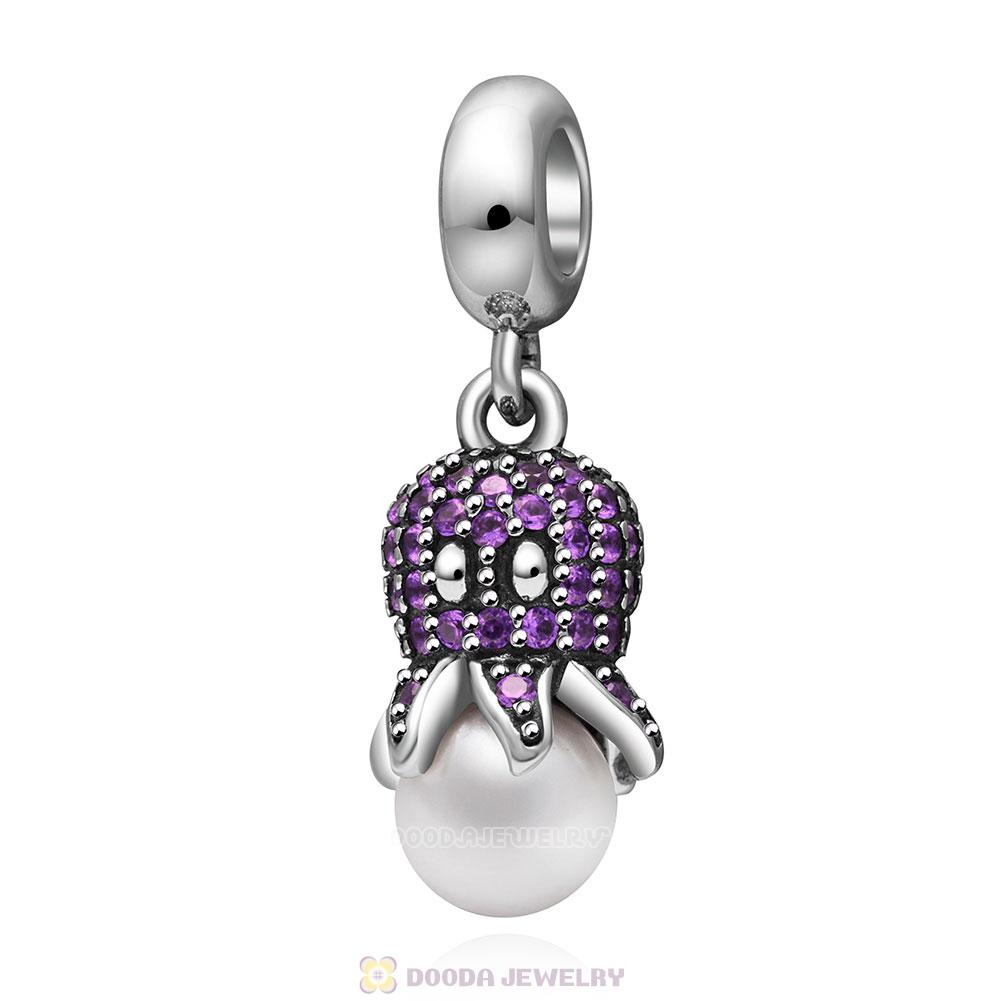 Cute Octopus Charm Pendant with Cubic Zirconia