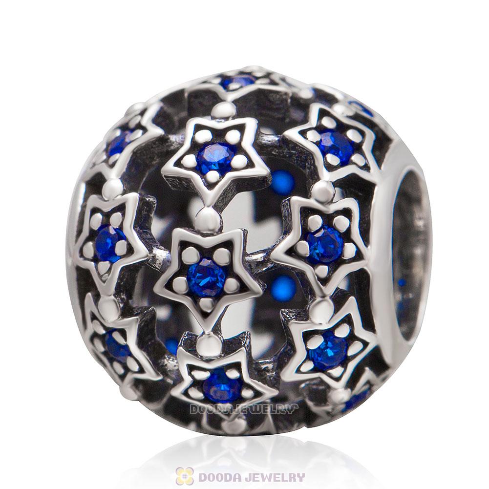 Shimmering Star Charm Bead with Blue CZ