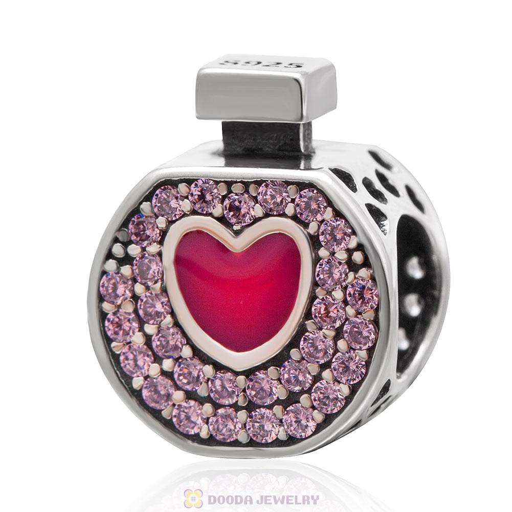 Love's Perfume Bottle Charm with Pink CZ
