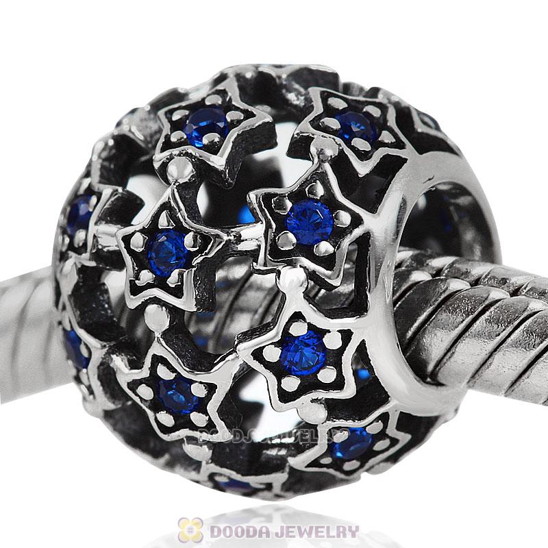 Shimmering Star Charm Bead with Blue CZ
