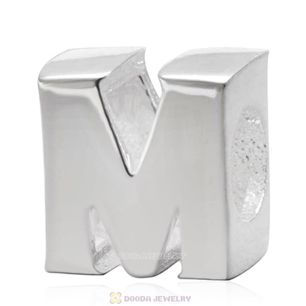 Letter M Beads 925 Sterling Silver Charms