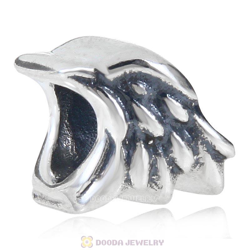 Solid Antique 925 Sterling Silver Eagle Head Charm Bead