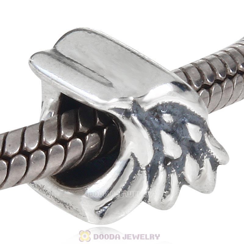 Solid Antique 925 Sterling Silver Eagle Head Charm Bead