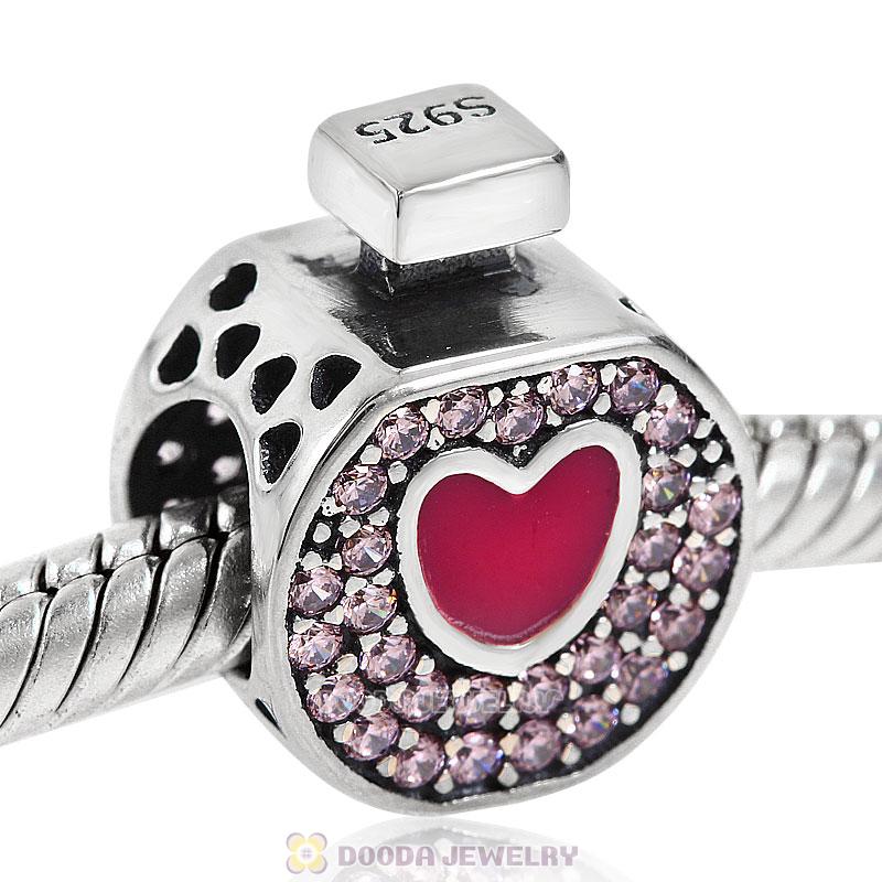 Love's Perfume Bottle Charm with Pink CZ