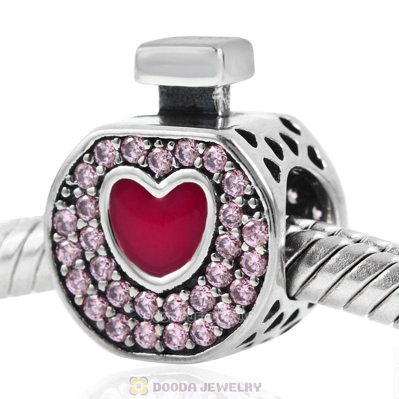 Love's Perfume Bottle Charm with Pink CZ