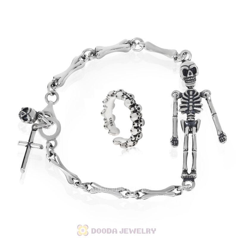 Terrible Skeleton Bracelet and Ring Combination