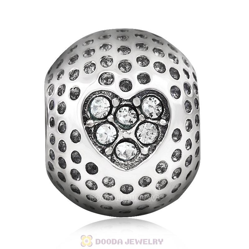 Golf Ball Charm with Clear Crystal Love